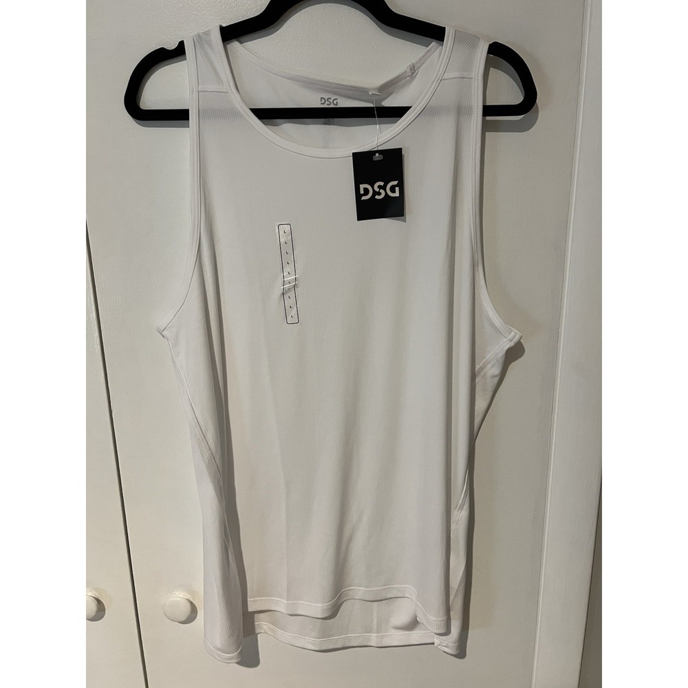 NWT DSG Men's Tank Top Pure White Size Large Running Training Gymwear Wicking